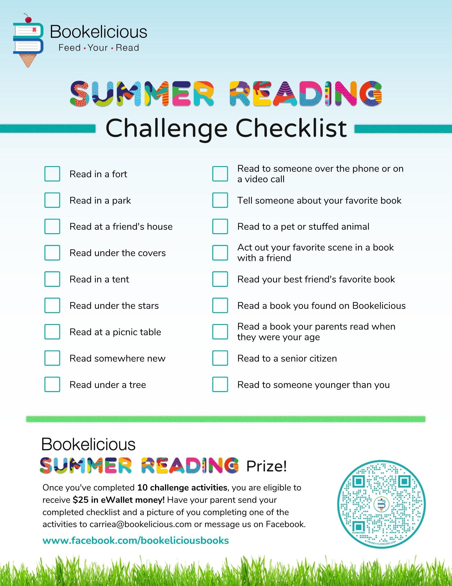 Bookelicious Summer Reading Challenge Checklist